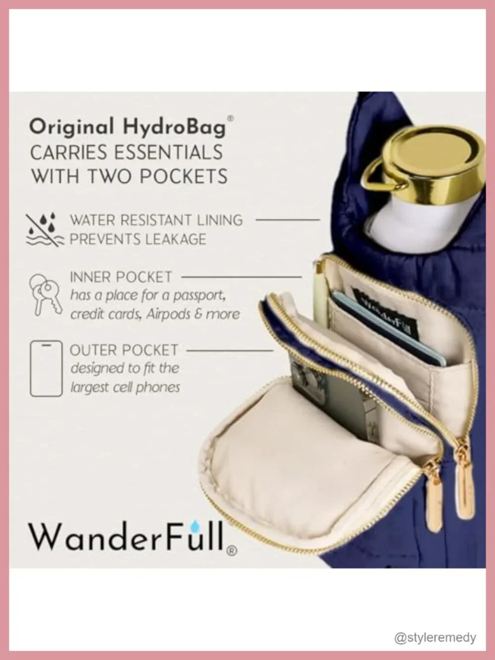 Original HydroBag Crossbody Water Bottle Holder with Phone Pocket, Fits Bottles